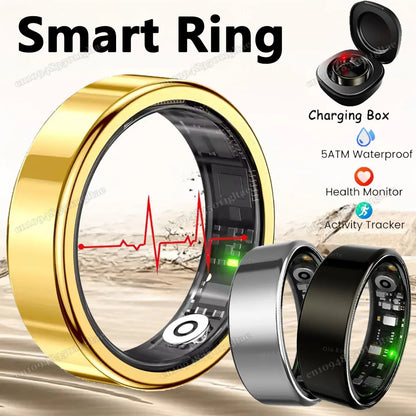 Smart Health Tracking Ring with Charging Case