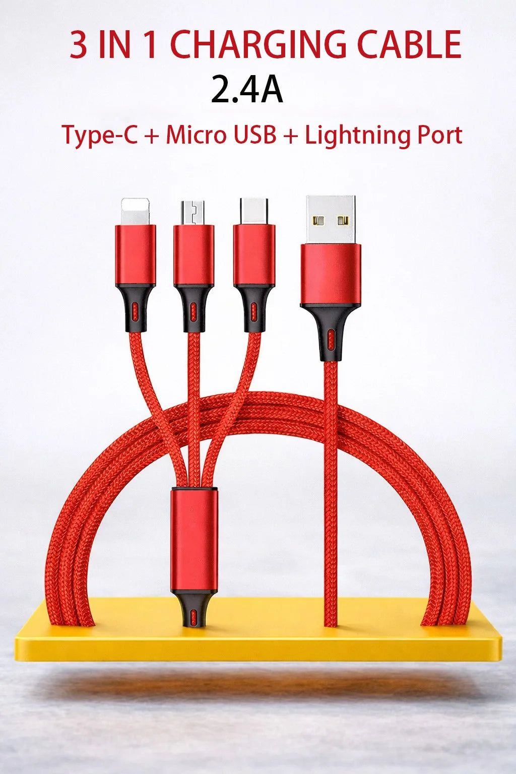 3-in-1 Fast Charging Cable for Phones & Tablets