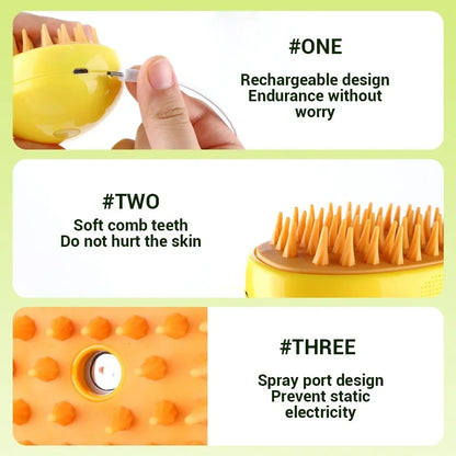Pet Steam Brush – Electric Grooming & Massage Tool
