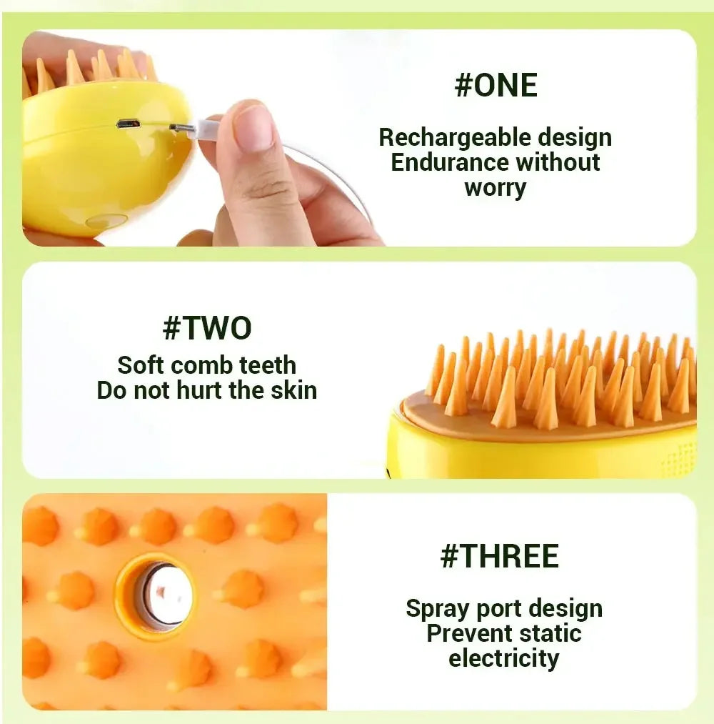 Pet Steam Brush – Electric Grooming & Massage Tool