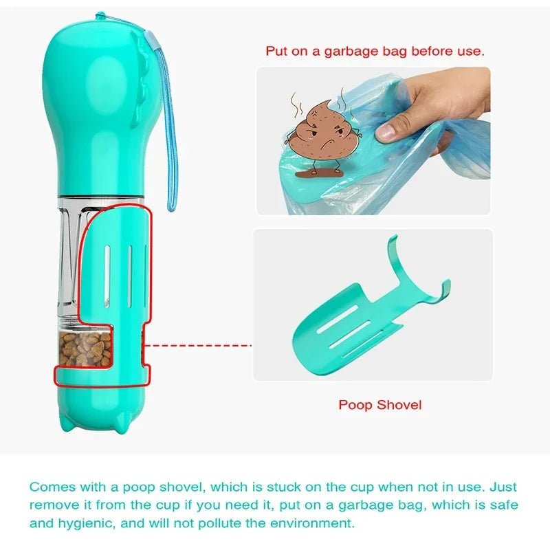 3-in-1 Pet Water Bottle – Leakproof Dog & Cat Travel Feeder