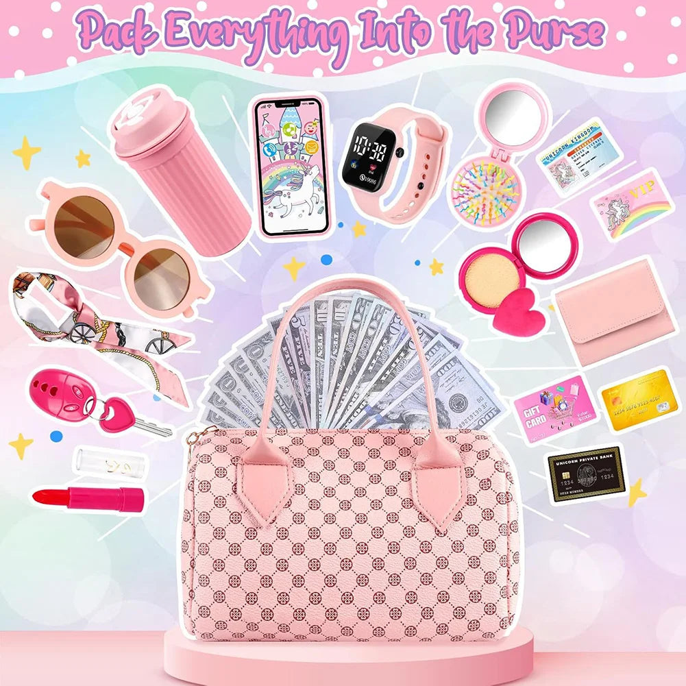 Girls Pretend Play Purse with Makeup & Accessories