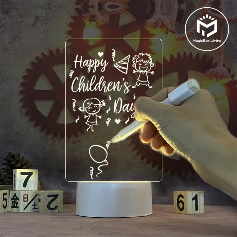 LED Acrylic Message Board Night Light – USB Powered