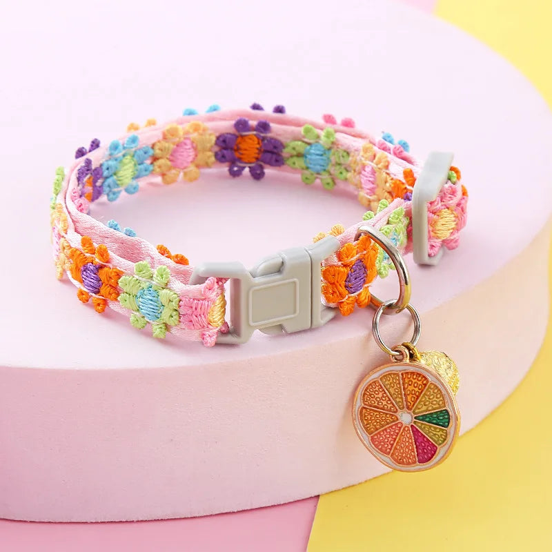 Adjustable Pet Collar with Bell – Cute Footprint Safety Necklace
