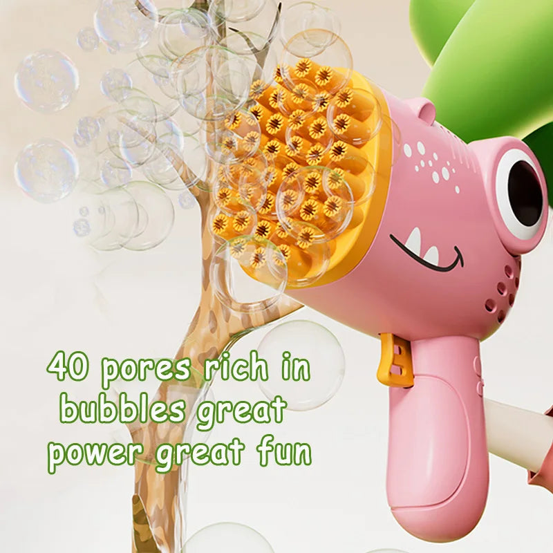 40-Hole Electric Dinosaur Bubble Gun Toy