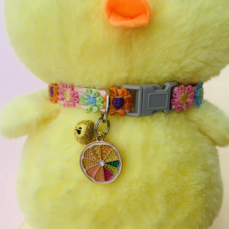 Adjustable Pet Collar with Bell – Cute Footprint Safety Necklace