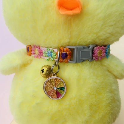 Adjustable Pet Collar with Bell – Cute Footprint Safety Necklace