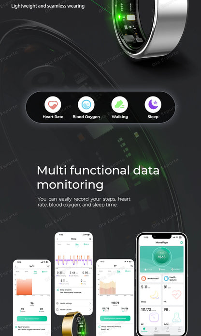 Smart Health Tracking Ring with Charging Case