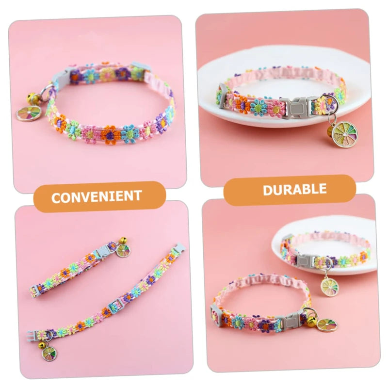Adjustable Pet Collar with Bell – Cute Footprint Safety Necklace
