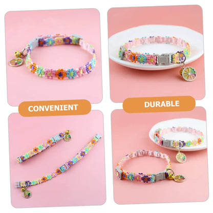 Adjustable Pet Collar with Bell – Cute Footprint Safety Necklace