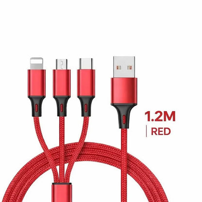 3-in-1 Fast Charging Cable for Phones & Tablets
