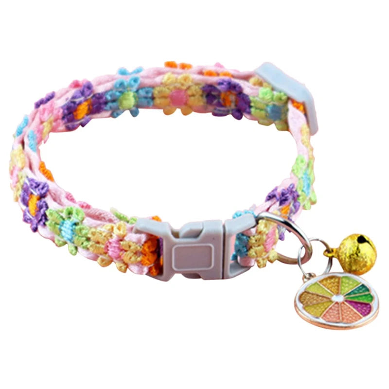 Adjustable Pet Collar with Bell – Cute Footprint Safety Necklace