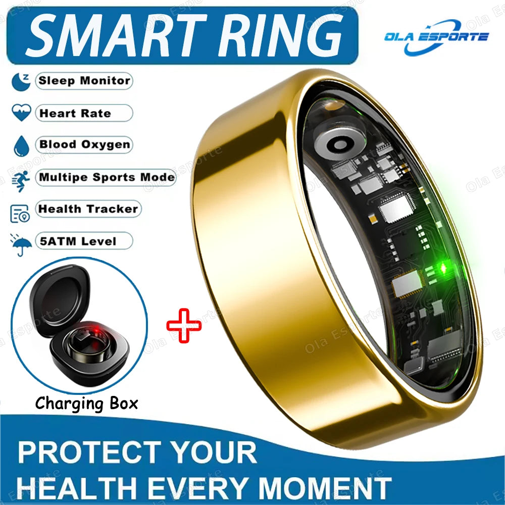 Smart Health Tracking Ring with Charging Case