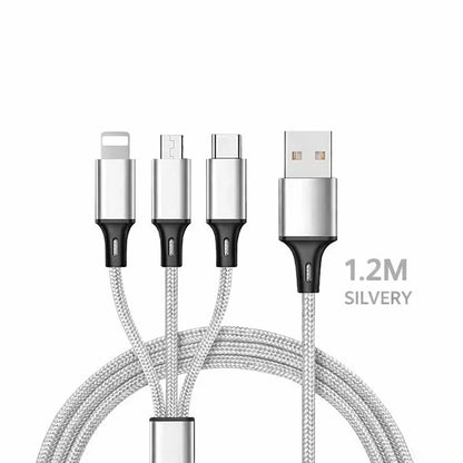3-in-1 Fast Charging Cable for Phones & Tablets