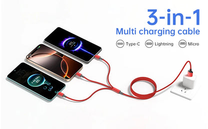 3-in-1 Fast Charging Cable for Phones & Tablets