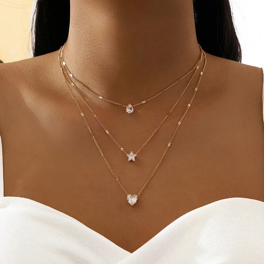 Fashion Zircon Multilayer Necklace for Women