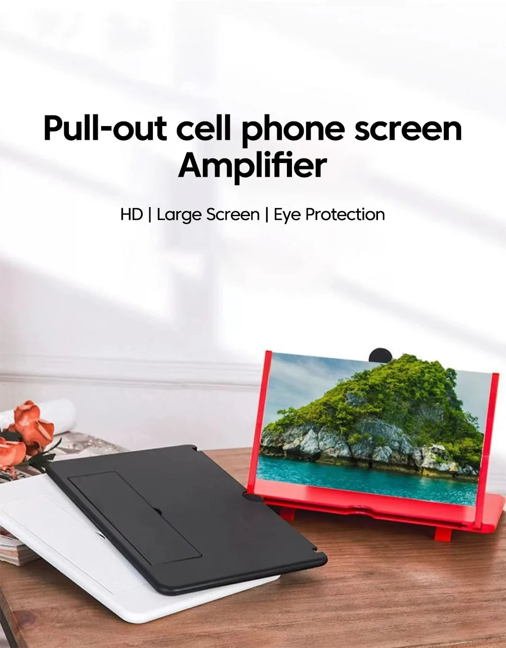 10/12” HD Phone Screen Magnifier – Portable Video Amplifier Stand