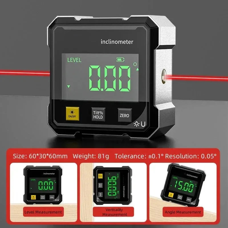 Digital Angle Gauge with Laser – Magnetic Inclinometer