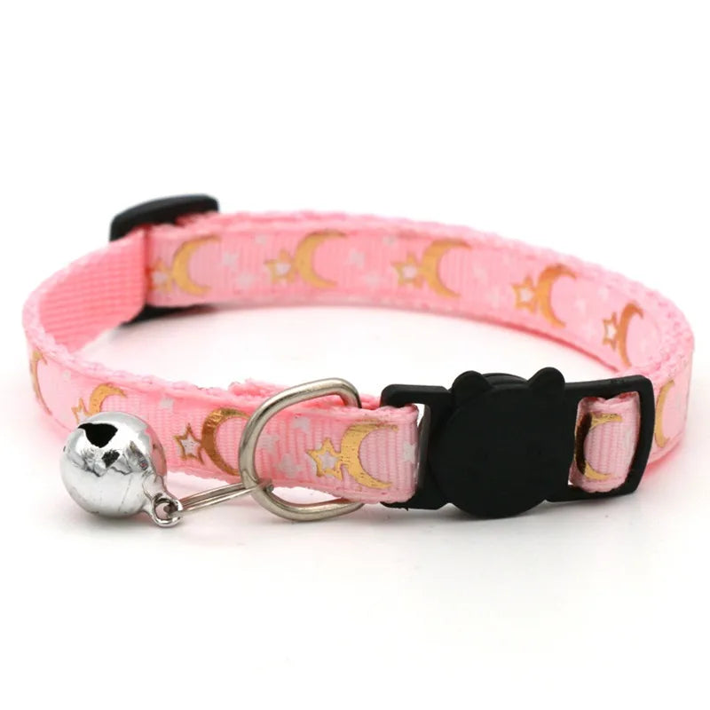 Adjustable Pet Collar with Bell – Cute Footprint Safety Necklace