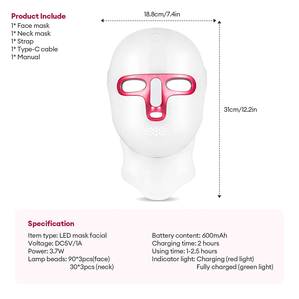 Rechargeable LED Facial & Neck Mask