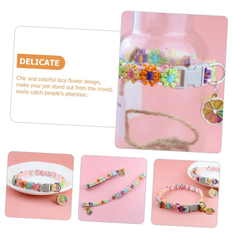 Adjustable Pet Collar with Bell – Cute Footprint Safety Necklace