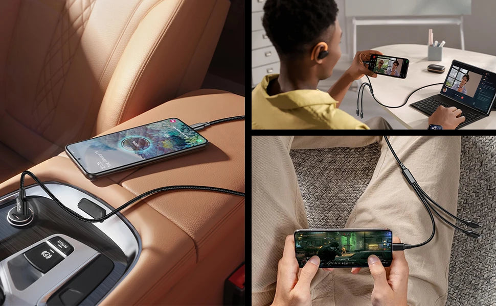 3-in-1 Fast Charging Cable for Phones & Tablets