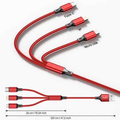 3-in-1 Fast Charging Cable for Phones & Tablets