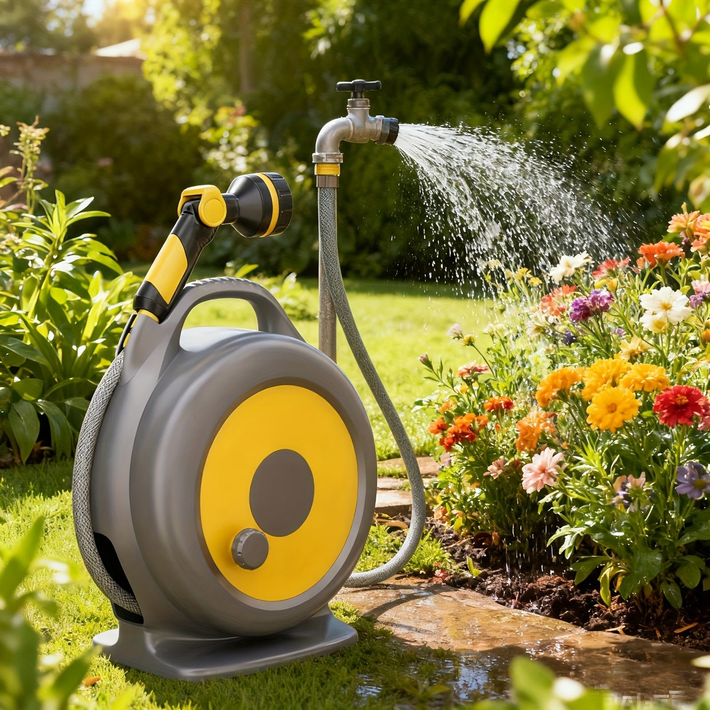 20m Portable Garden Hose Reel with Spray Nozzle
