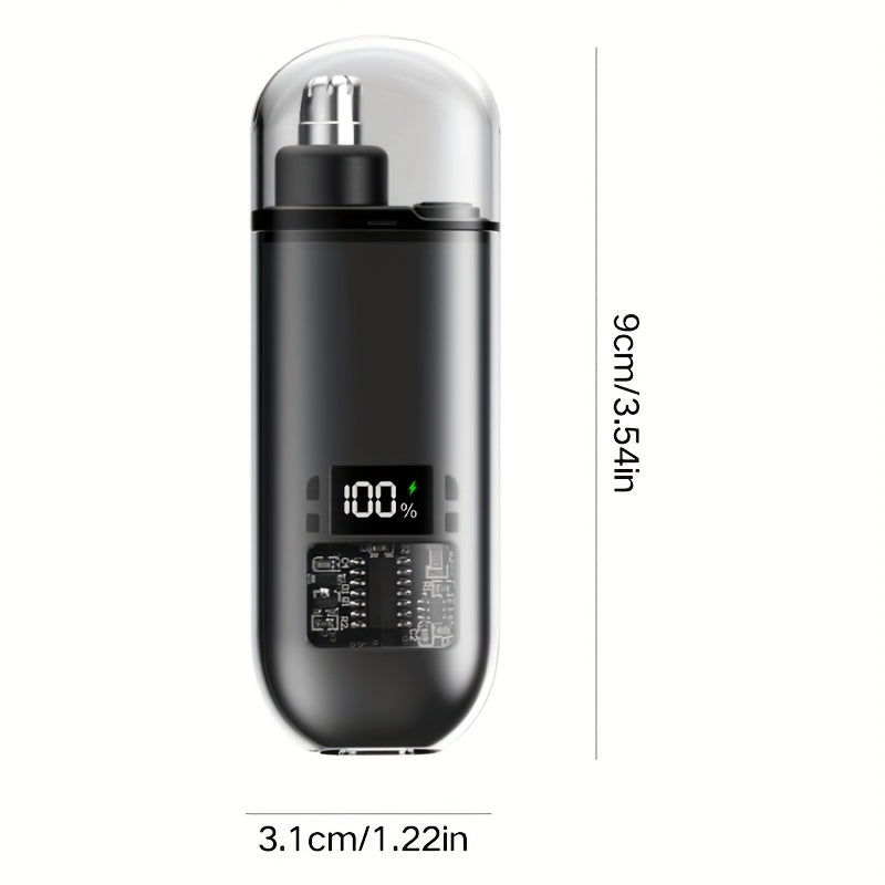 Portable Mini Nose Hair Trimmer | USB Rechargeable with Digital Power Display