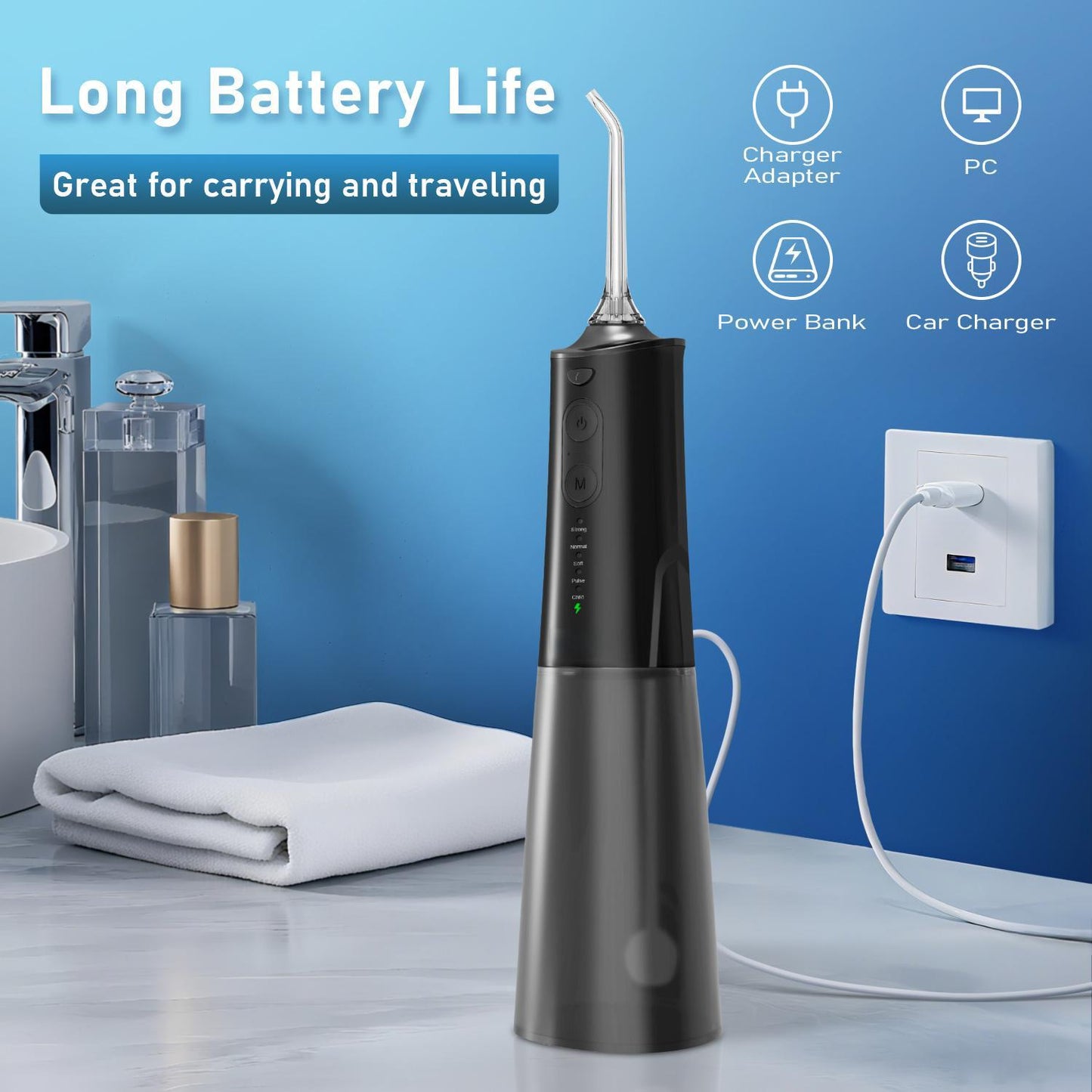 Portable Oral Irrigator – 300ml, 5 Modes, USB-C Rechargeable