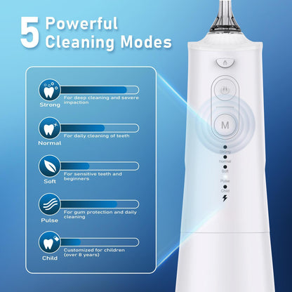 Portable Oral Irrigator – 300ml, 5 Modes, USB-C Rechargeable