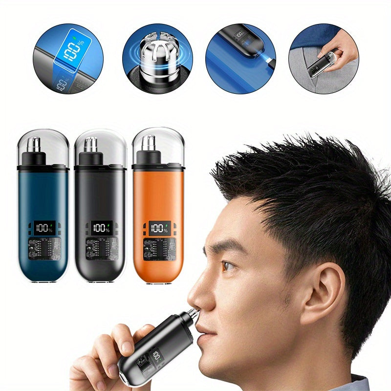Portable Mini Nose Hair Trimmer | USB Rechargeable with Digital Power Display