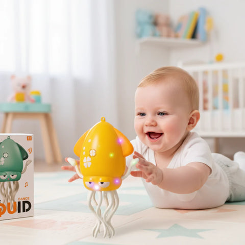 Dancing squid tummy time toy