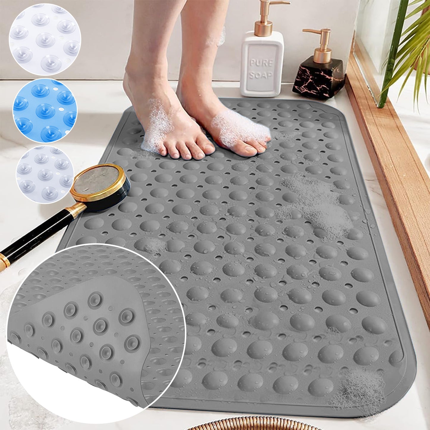 Large Non-Slip Shower Mat with Suction Cups