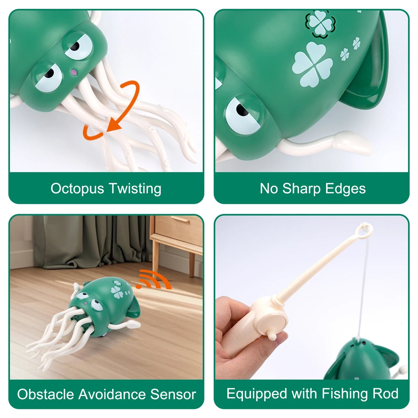 Dancing squid tummy time toy