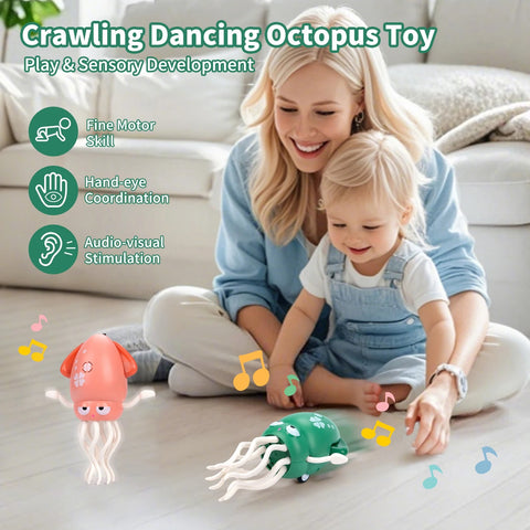 Dancing squid tummy time toy